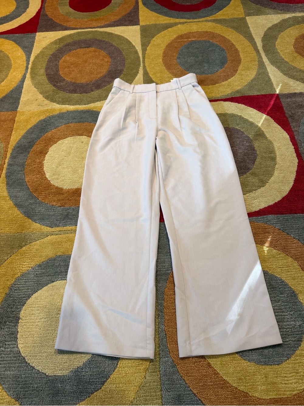 Abercrombie & Fitch Curve Love Sloan Tailored Wide Leg Trouser Pants Beige 8